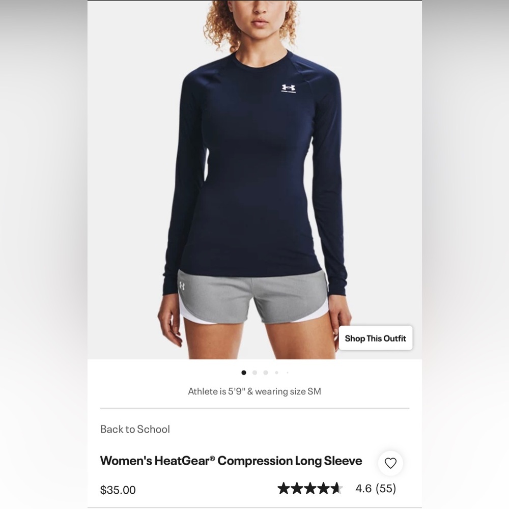 Midnight Navy Women's HeatGear® Compression Long Sleeve (M)